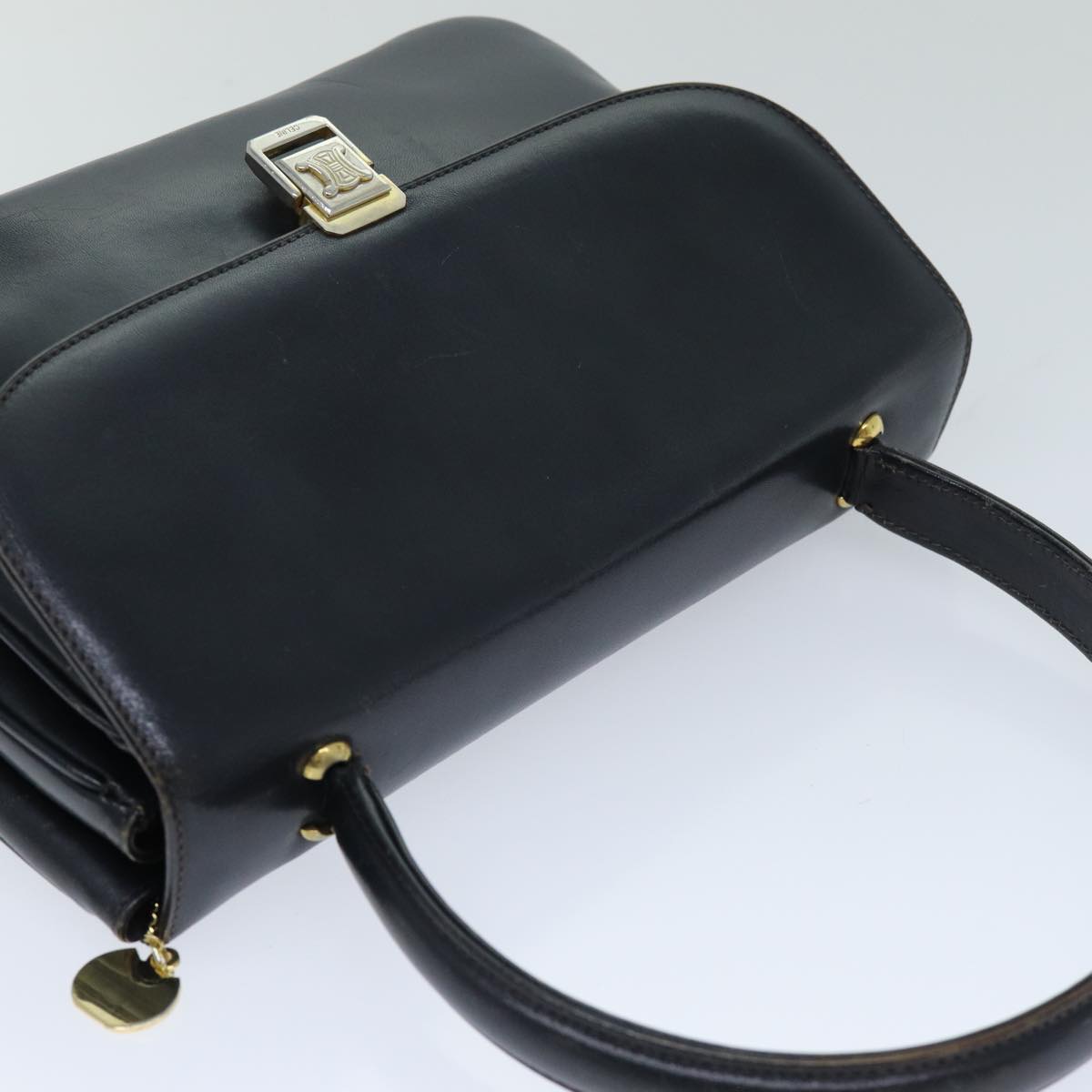 CELINE Hand Bag Leather Navy Auth 76089