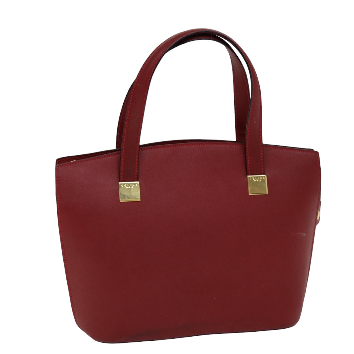 CELINE Hand Bag Leather Red Auth 76090