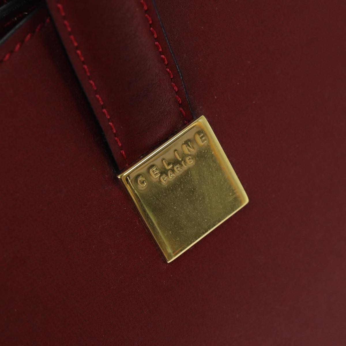 CELINE Hand Bag Leather Red Auth 76090