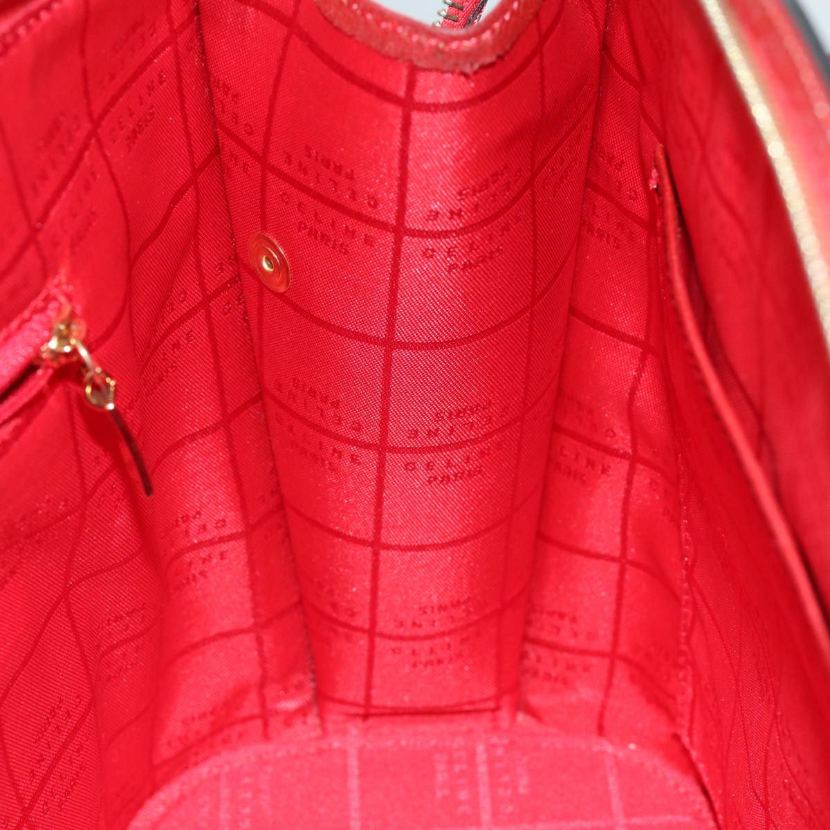 CELINE Hand Bag Leather Red Auth 76090