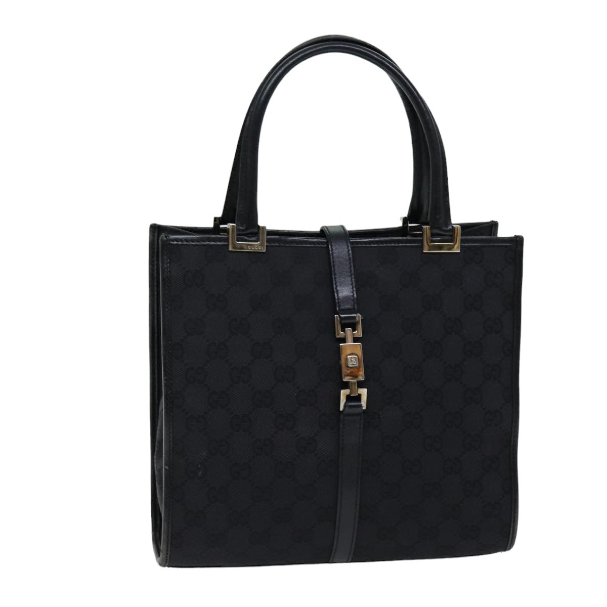 GUCCI Jackie GG Canvas Hand Bag Black 002 1065 Auth 76094