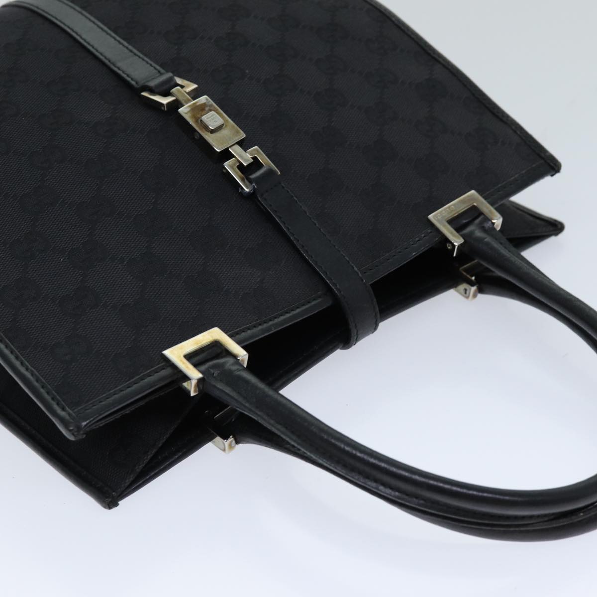 GUCCI Jackie GG Canvas Hand Bag Black 002 1065 Auth 76094