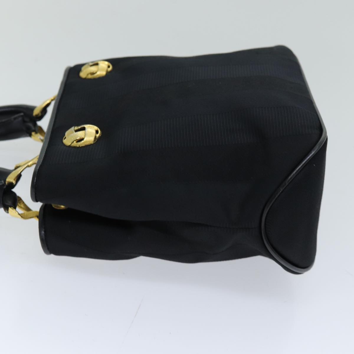 Salvatore Ferragamo Hand Bag Canvas Black Auth 76098