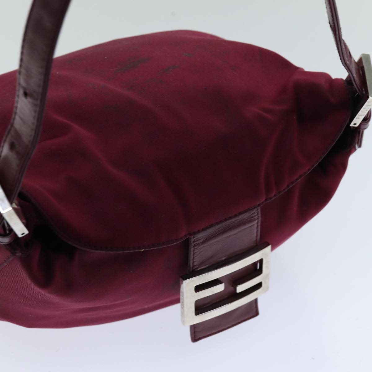 FENDI Mamma Baguette Shoulder Bag Nylon Bordeaux Auth 76102