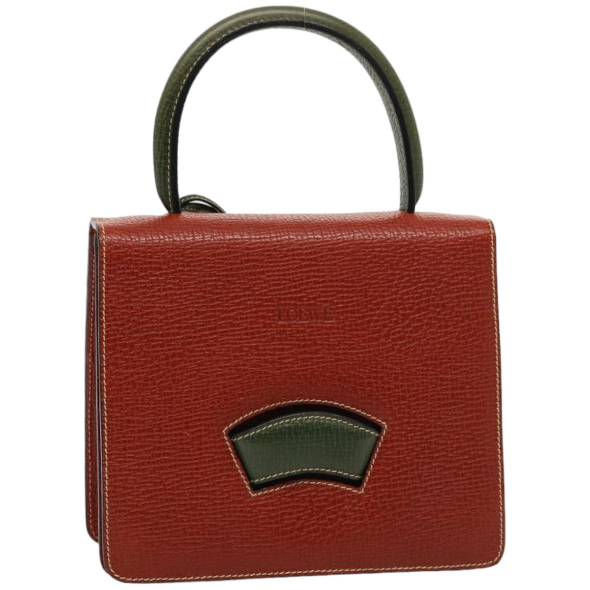 LOEWE Barcelona Hand Bag Leather Red Auth 76105