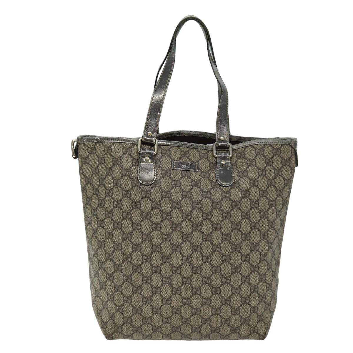 GUCCI GG Supreme Tote Bag PVC Beige 189896 Auth 76106