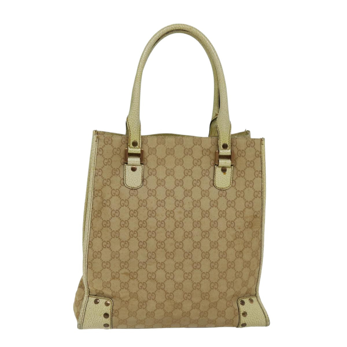 GUCCI GG Canvas Tote Bag Beige 124261 Auth 76108