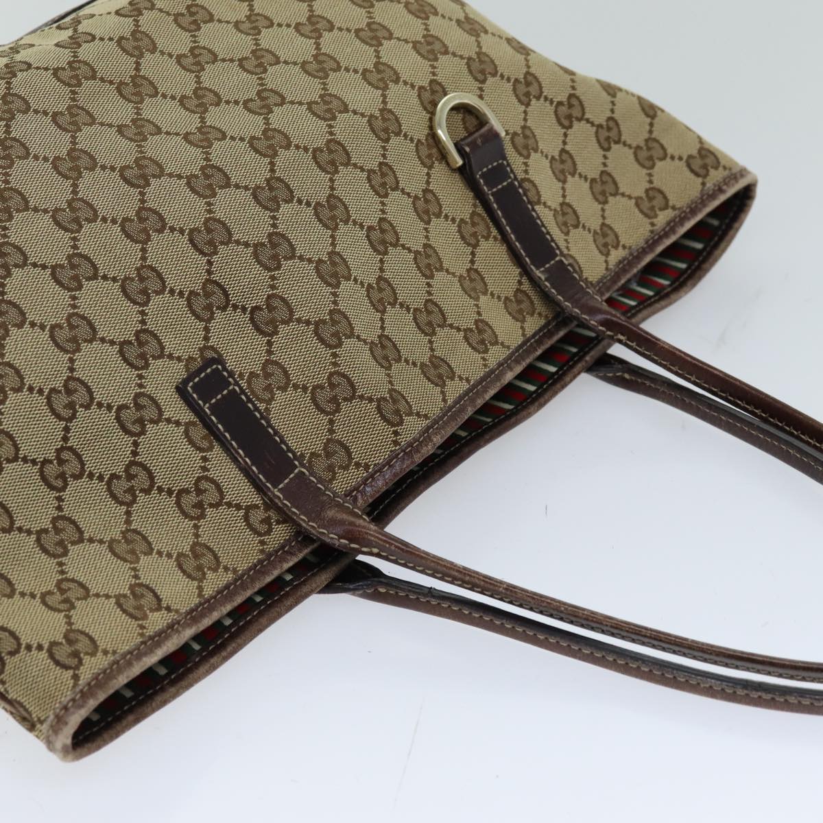 GUCCI GG Canvas Tote Bag Beige 169946 Auth 76110