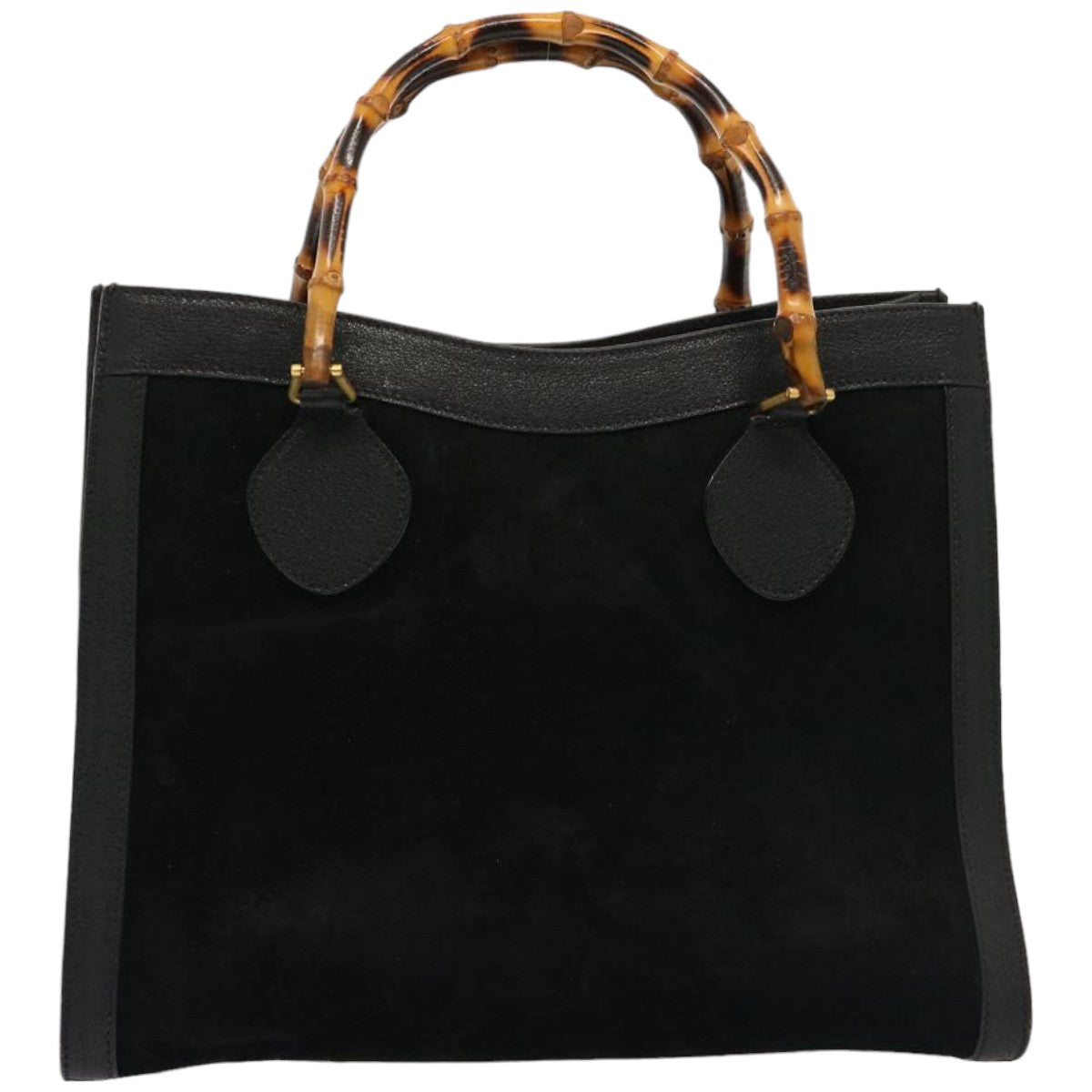 GUCCI Bamboo Tote Bag Suede Leather Black 002 0260 2615 Auth 76121