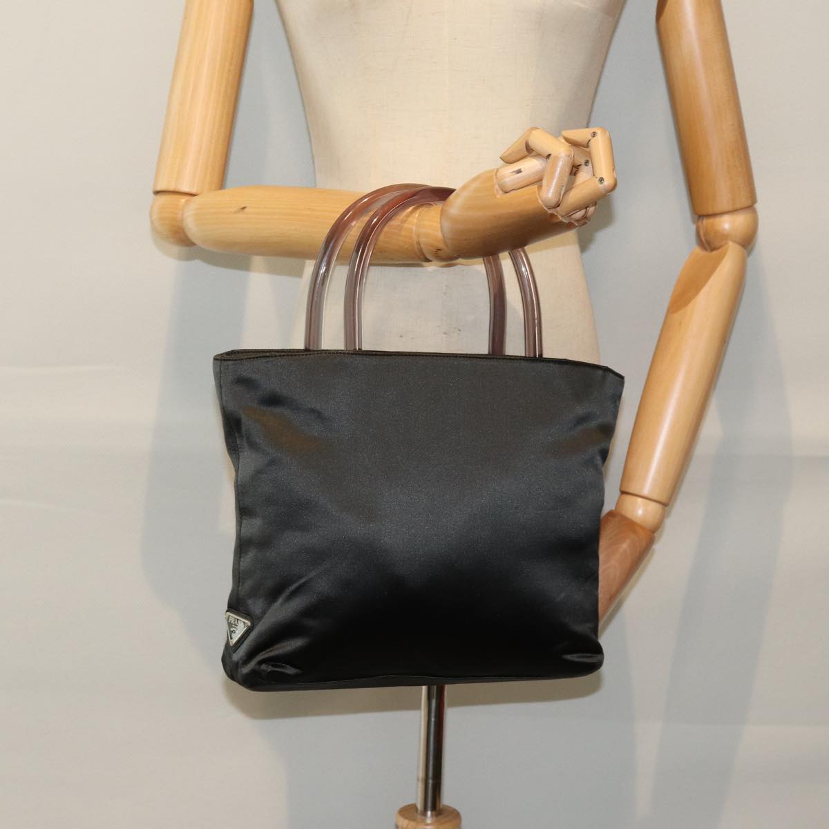 PRADA Hand Bag Nylon Khaki Auth 76123