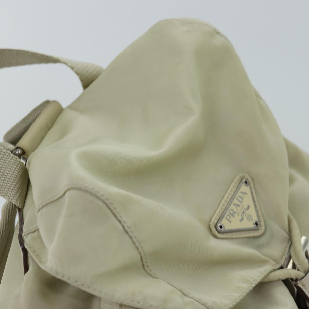 PRADA Backpack Nylon Cream Auth 76124
