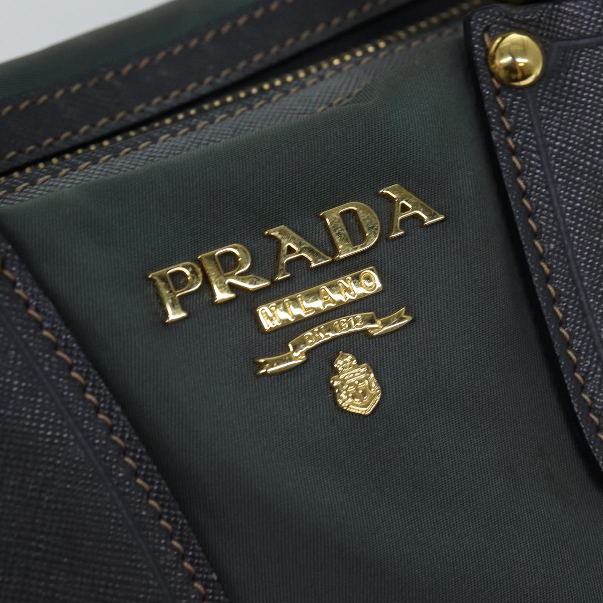 PRADA Hand Bag Nylon 2way Green Auth 76129