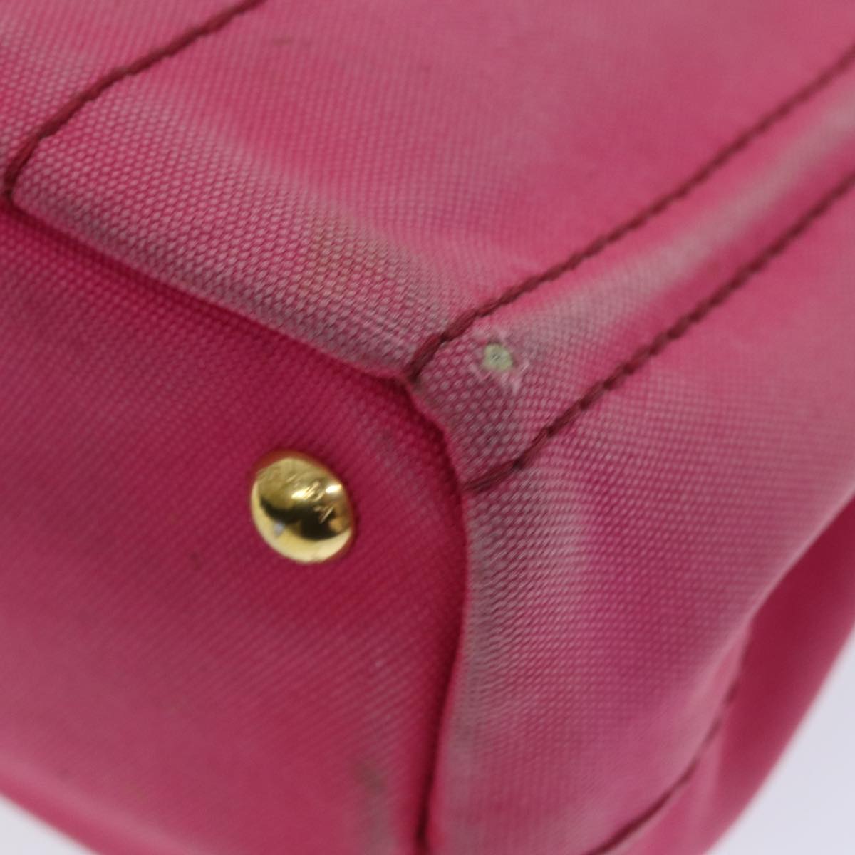PRADA Canapa PM Hand Bag Canvas Pink Auth 76130