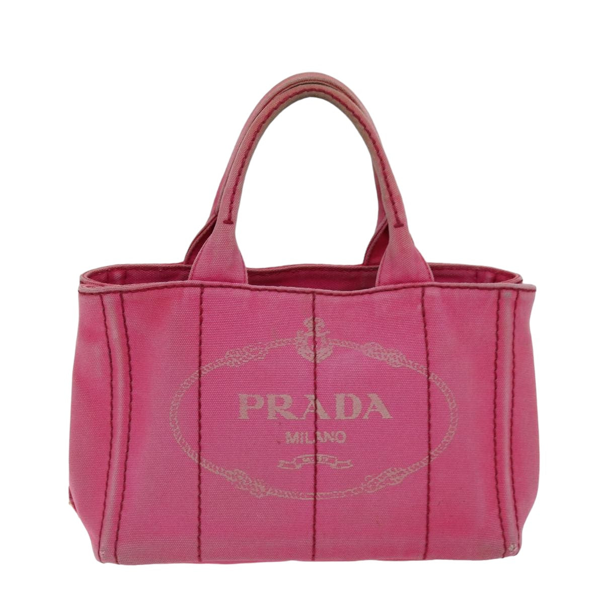 PRADA Canapa PM Hand Bag Canvas Pink Auth 76130