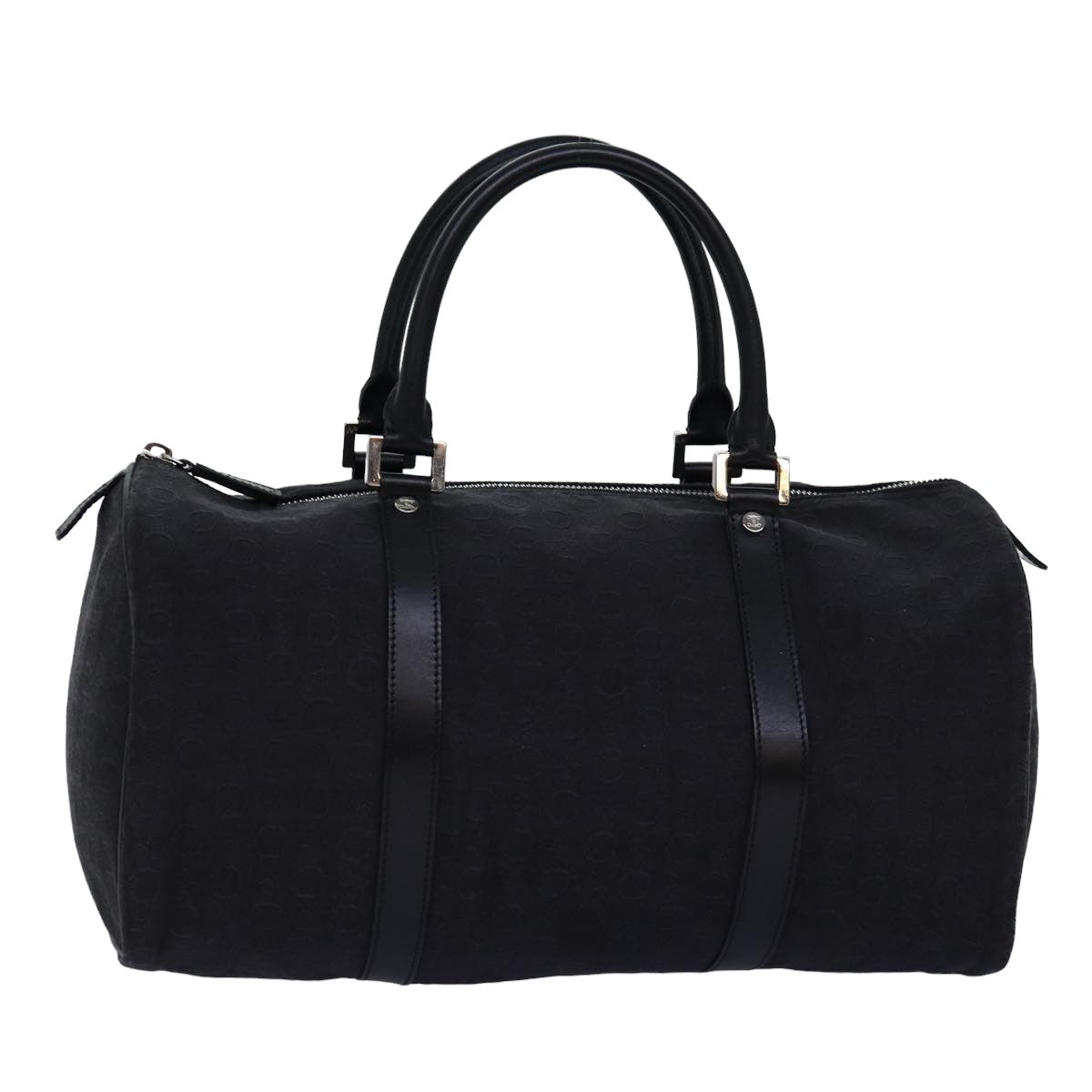 CELINE C Macadam Canvas Boston Bag Black Auth 76139