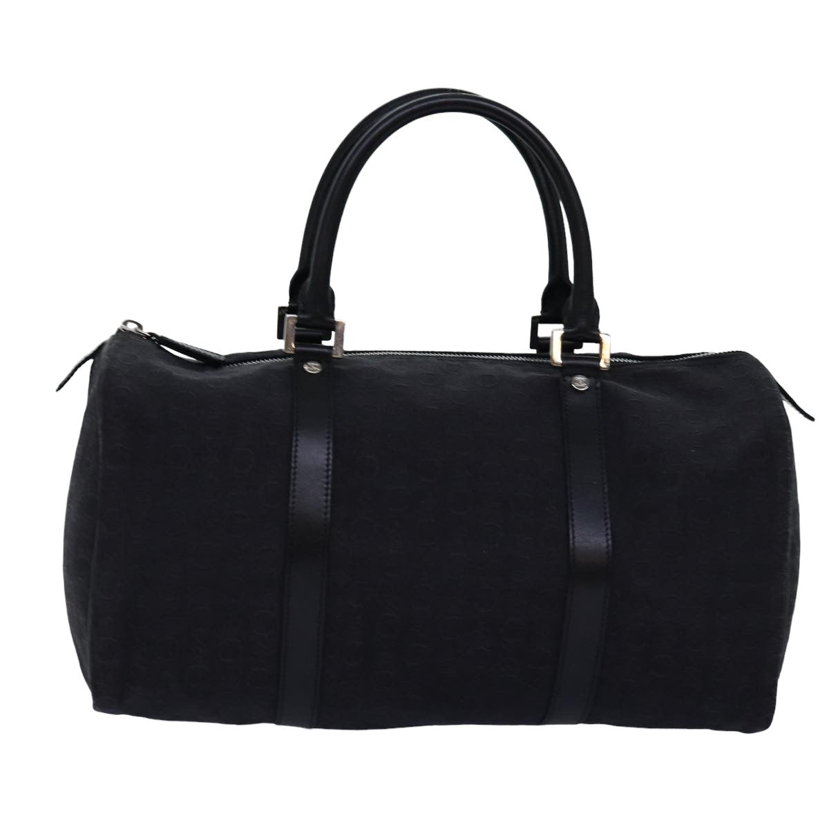 CELINE C Macadam Canvas Boston Bag Black Auth 76139