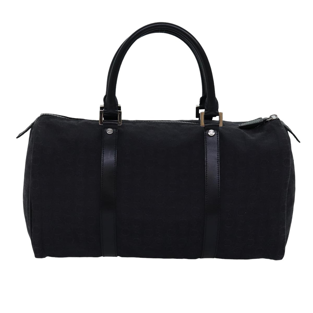 CELINE C Macadam Canvas Boston Bag Black Auth 76139 - 0