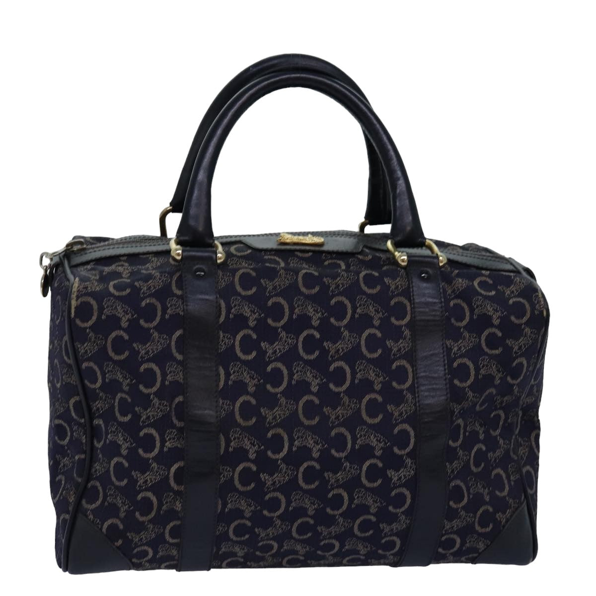 CELINE C Macadam Canvas Boston Bag Navy Auth 76140