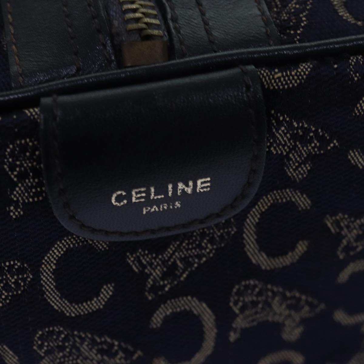 CELINE C Macadam Canvas Boston Bag Navy Auth 76140