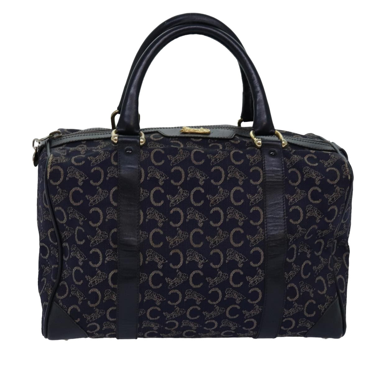 CELINE C Macadam Canvas Boston Bag Navy Auth 76140