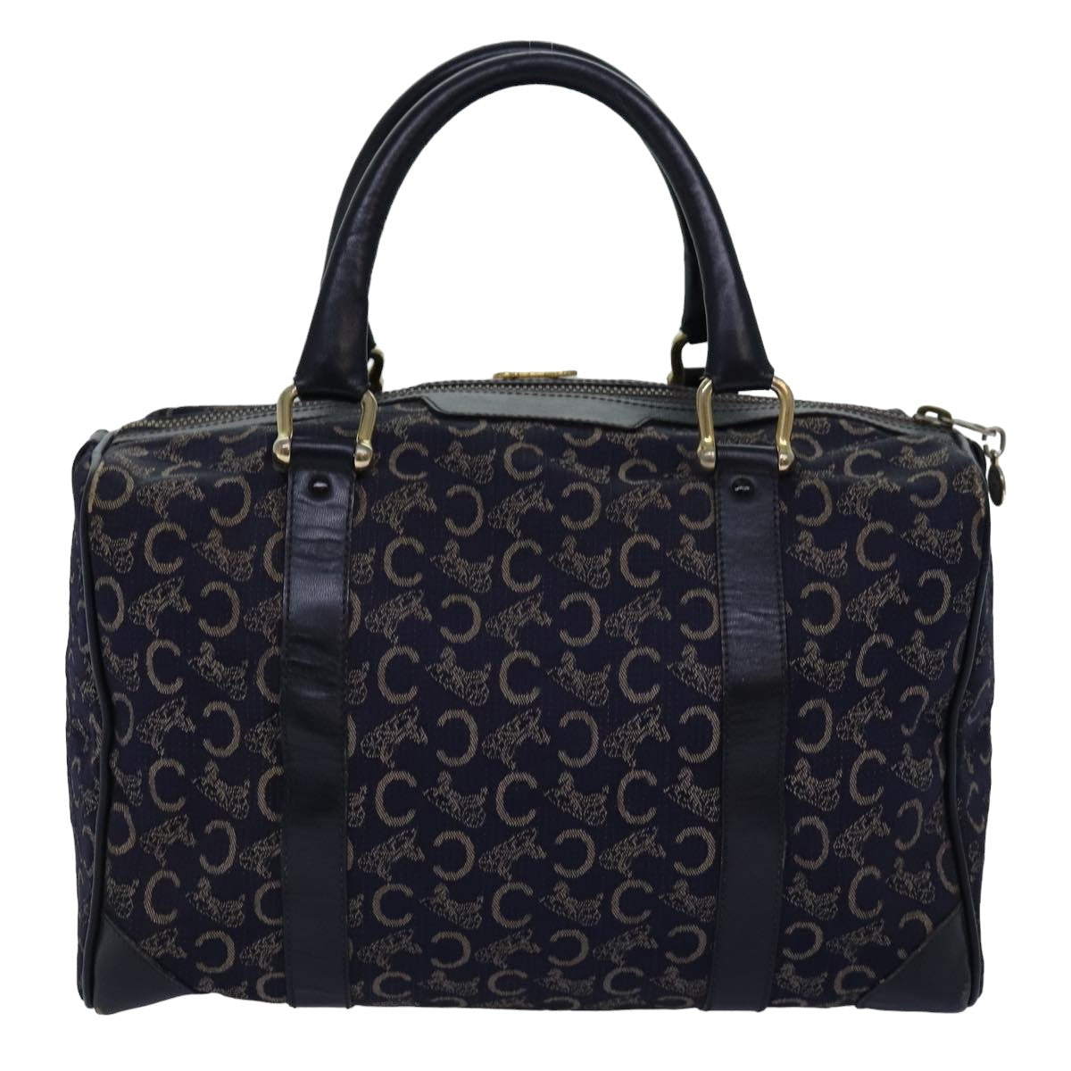 CELINE C Macadam Canvas Boston Bag Navy Auth 76140