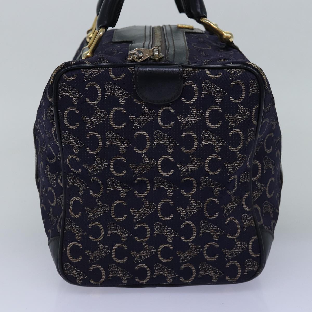 CELINE C Macadam Canvas Boston Bag Navy Auth 76140