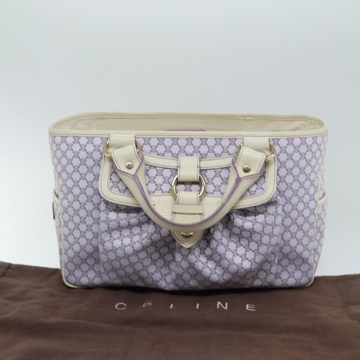 CELINE Macadam Canvas Tote Bag Purple Auth 76143