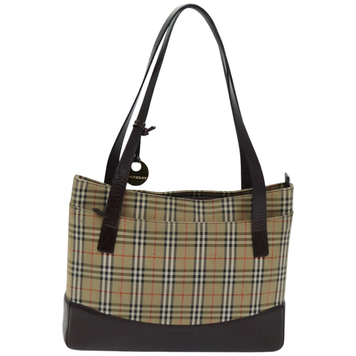 BURBERRY Nova Check Tote Bag Canvas Beige Auth 76146