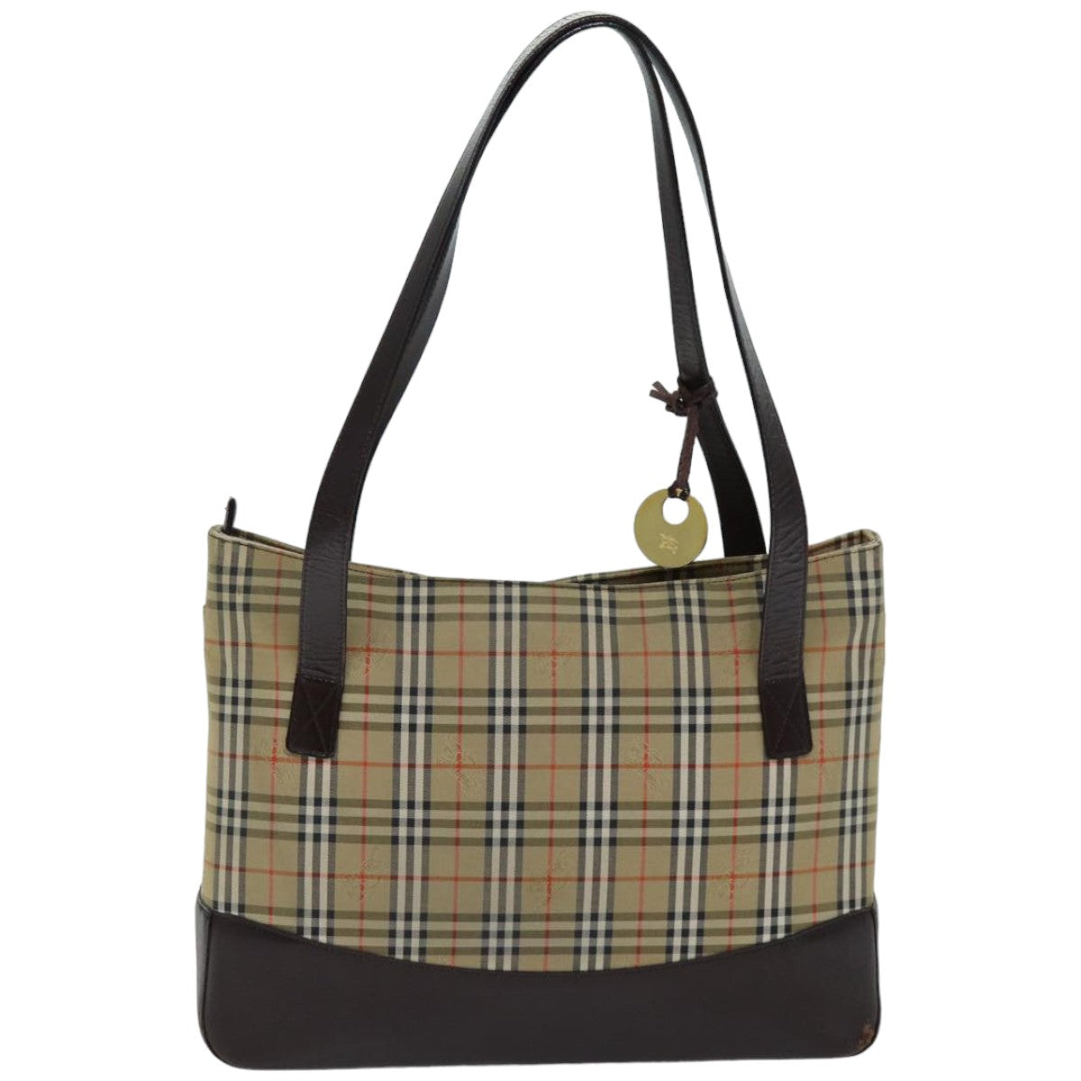 BURBERRY Nova Check Tote Bag Canvas Beige Auth 76146