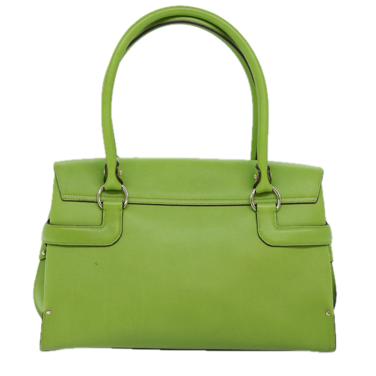 Salvatore Ferragamo Gancini Hand Bag Leather Green Auth 76147 - 0