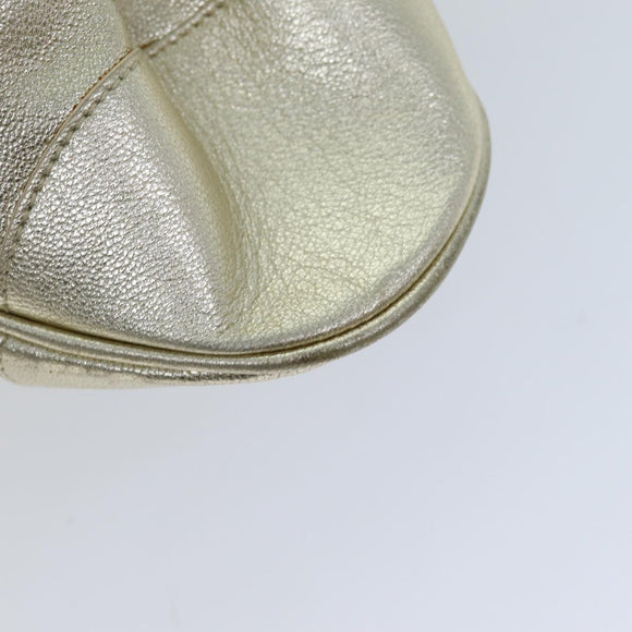 Salvatore Ferragamo Gancini Hand Bag Leather Gold Auth 76148