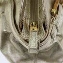 Salvatore Ferragamo Gancini Hand Bag Leather Gold Auth 76148-9