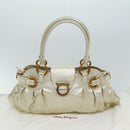 Salvatore Ferragamo Gancini Hand Bag Leather Gold Auth 76148-12