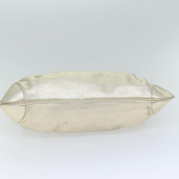 Salvatore Ferragamo Gancini Hand Bag Leather Gold Auth 76148