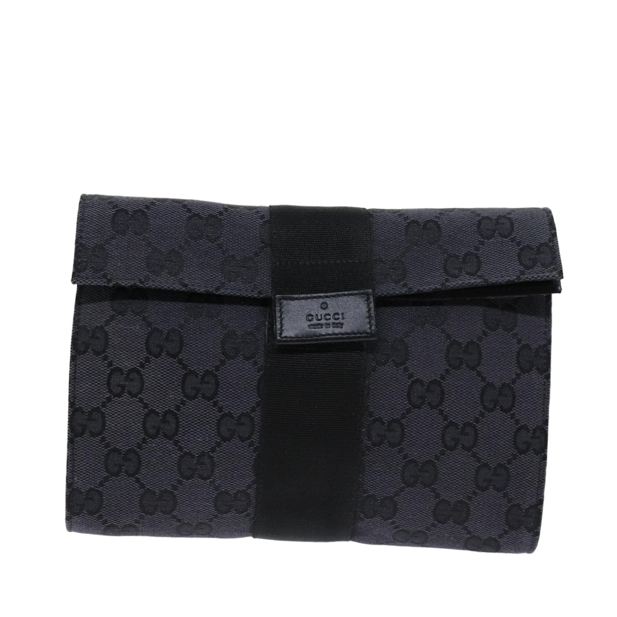 GUCCI GG Canvas Clutch Bag Black 039 0992 Auth 76154