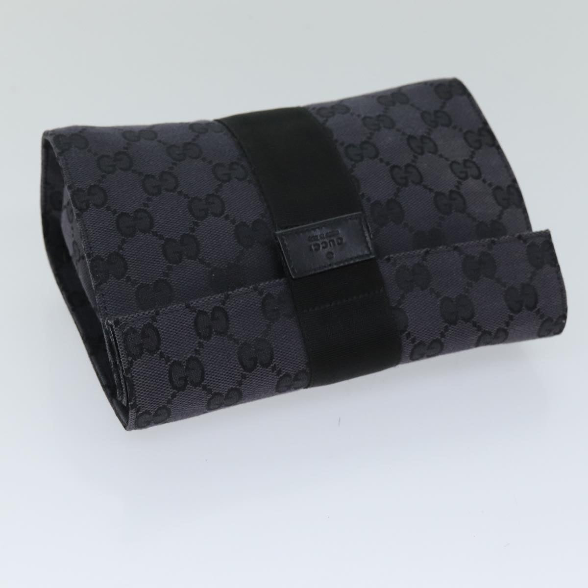 GUCCI GG Canvas Clutch Bag Black 039 0992 Auth 76154