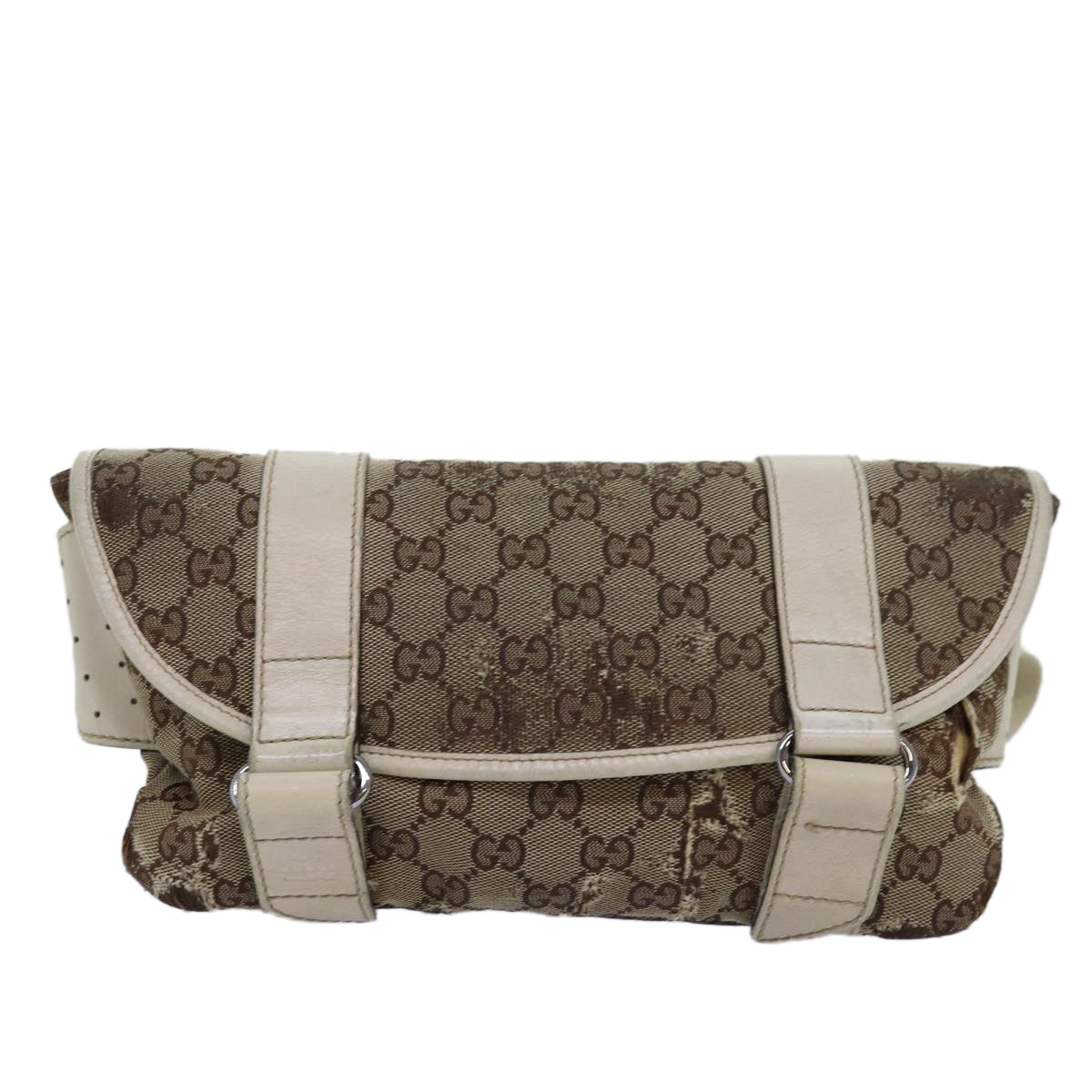 GUCCI GG Canvas Waist bag Beige 145851 Auth 76155