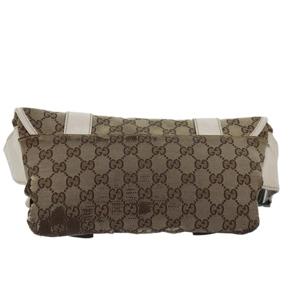 GUCCI GG Canvas Waist bag Beige 145851 Auth 76155