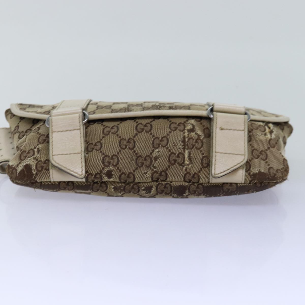 GUCCI GG Canvas Waist bag Beige 145851 Auth 76155