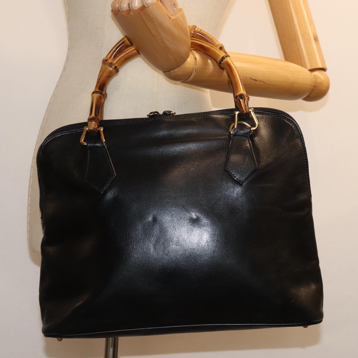 GUCCI Hand Bag Leather Black 000 1186 0289 Auth 76158