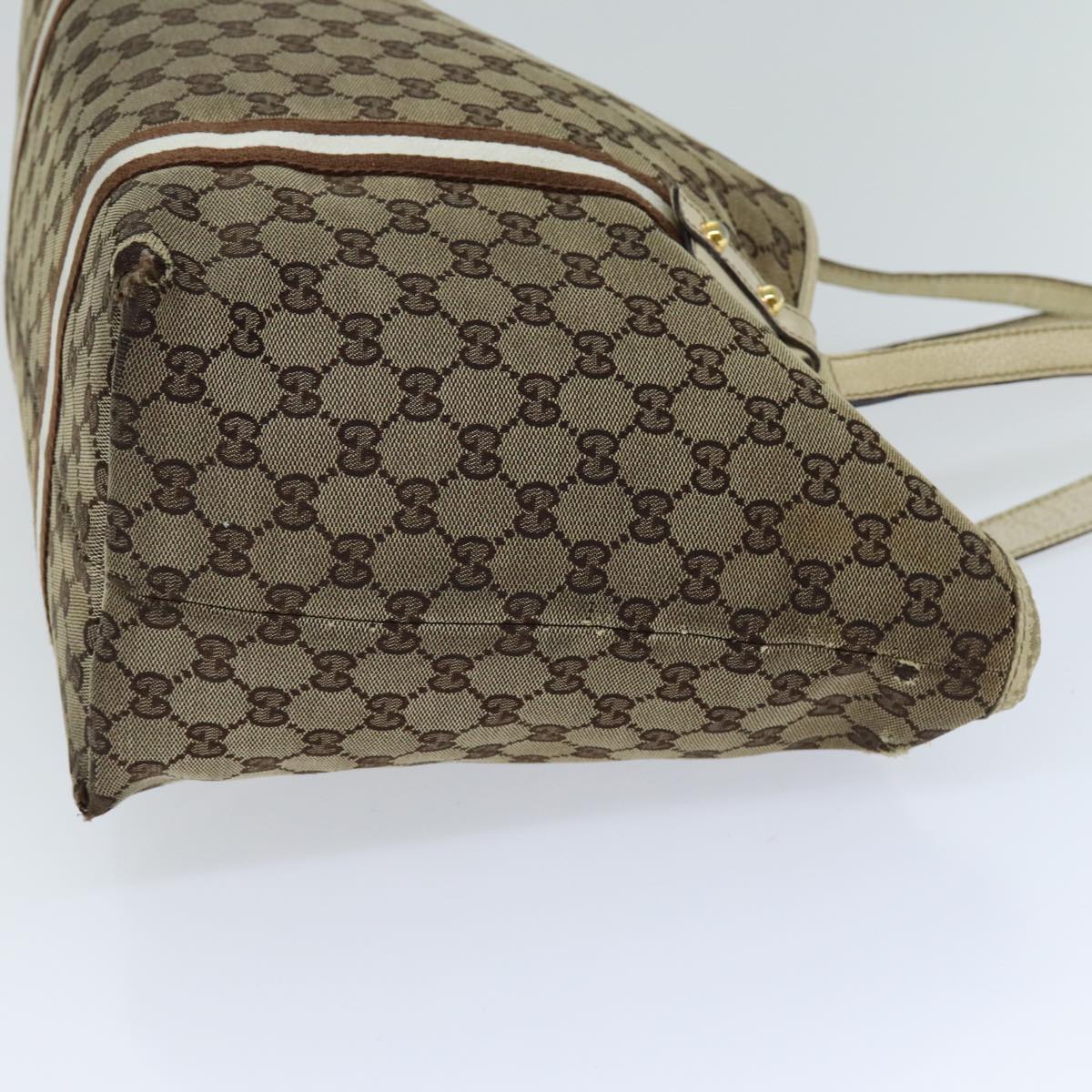 GUCCI GG Canvas Sherry Line Tote Bag Beige Brown 139260 Auth 76163