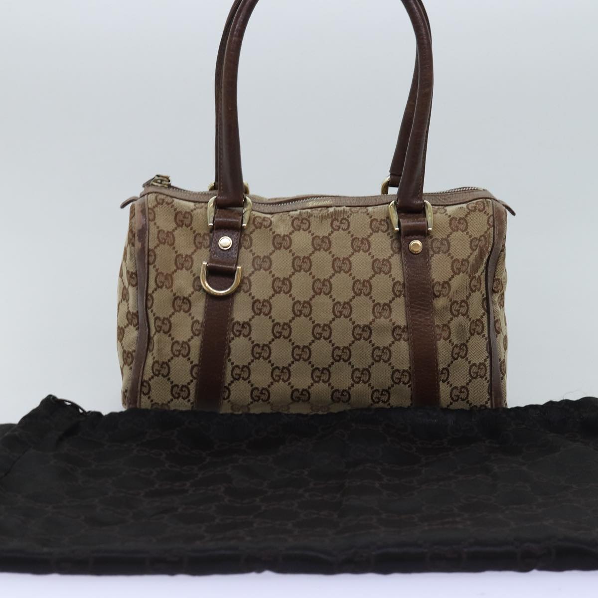 GUCCI GG Canvas Hand Bag Beige 130942 Auth 76164