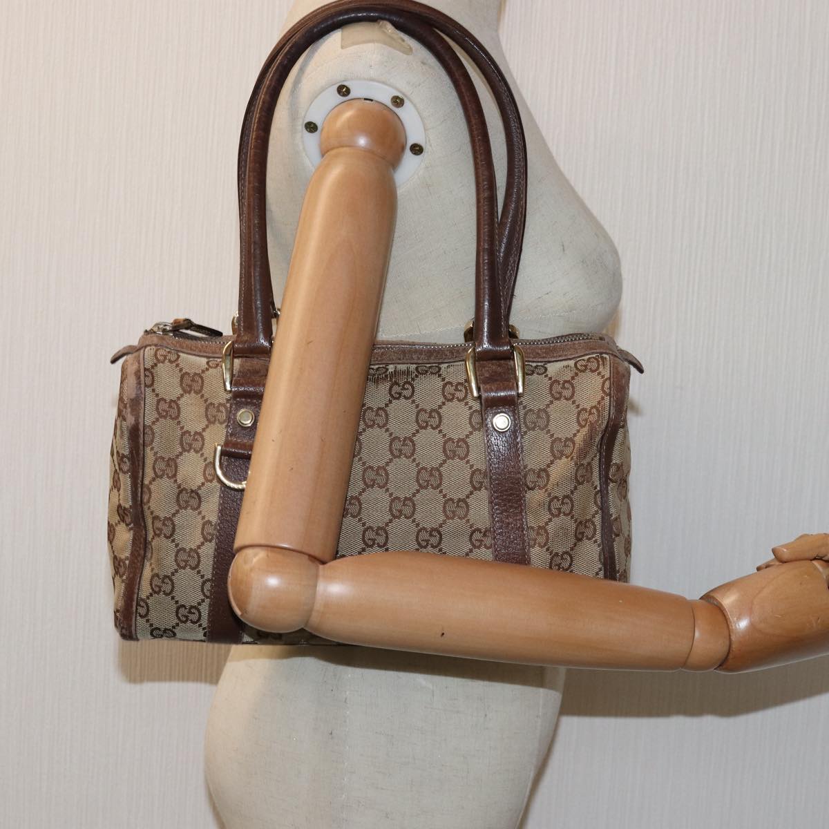 GUCCI GG Canvas Hand Bag Beige 130942 Auth 76164