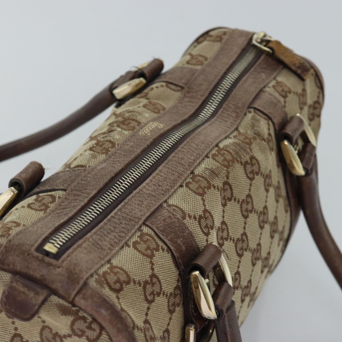 GUCCI GG Canvas Hand Bag Beige 130942 Auth 76164