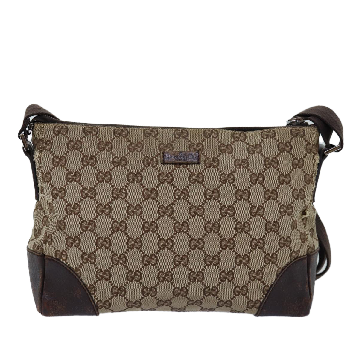 GUCCI GG Canvas Shoulder Bag Beige 114273 Auth 76165