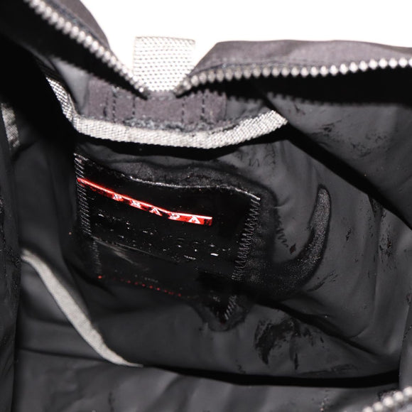 PRADA Boston Bag Nylon Black Gray Auth 76178
