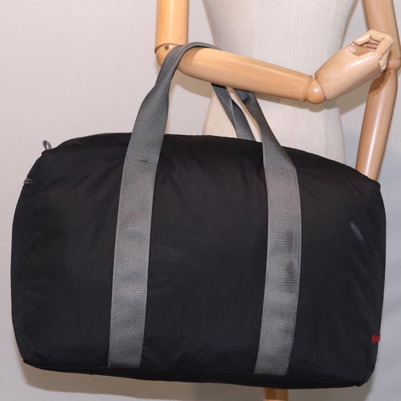 PRADA Boston Bag Nylon Black Gray Auth 76178