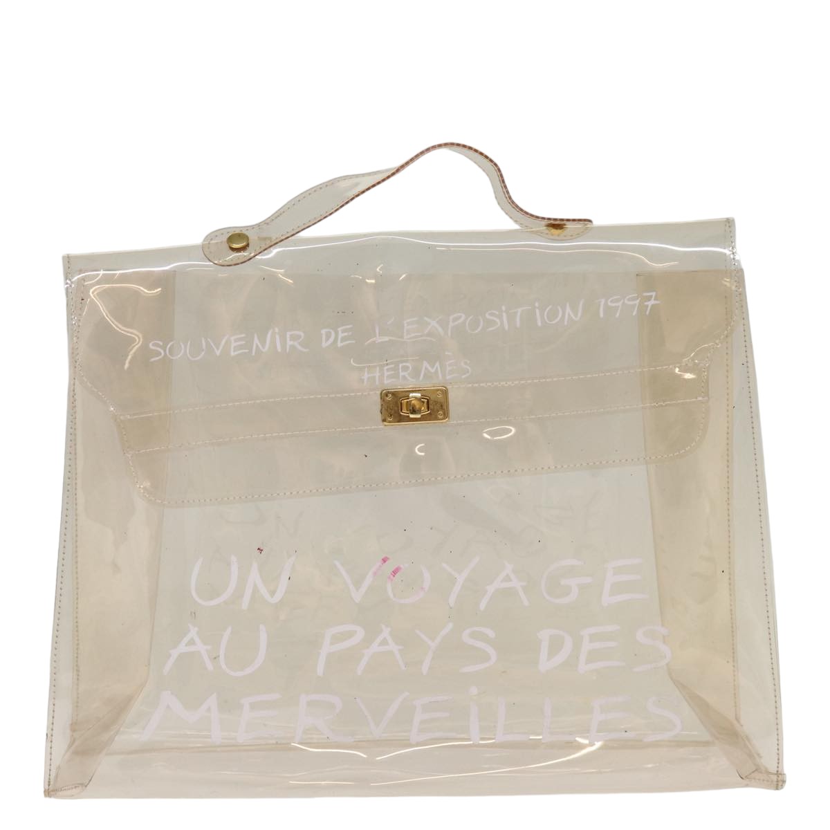 HERMES Vinyl Kelly Hand Bag Vinyl Clear Auth 76180 - 0