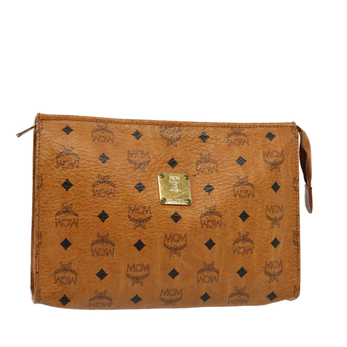 MCM Vicetos Logogram Clutch Bag PVC Brown Auth 76185