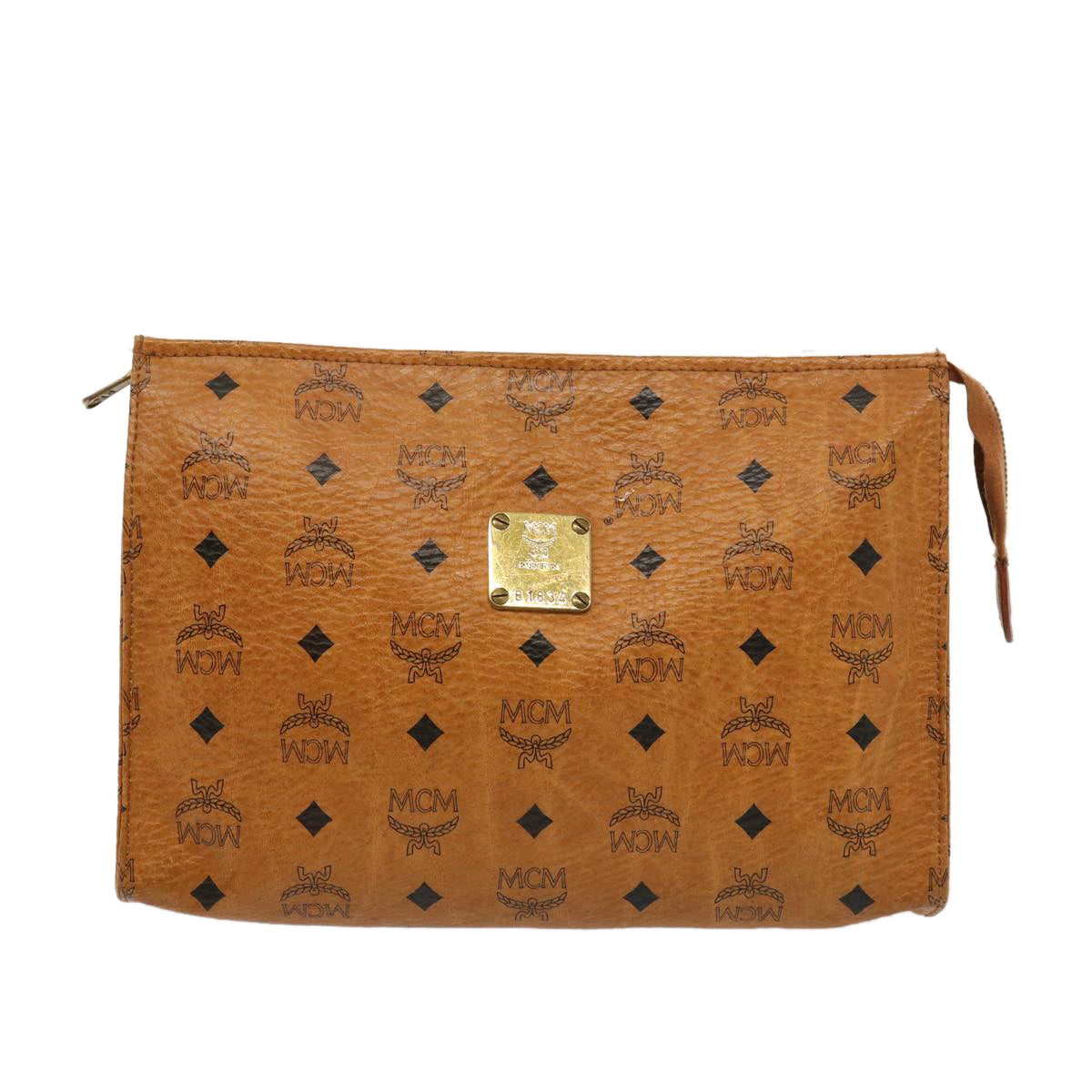 MCM Vicetos Logogram Clutch Bag PVC Brown Auth 76185 - 0